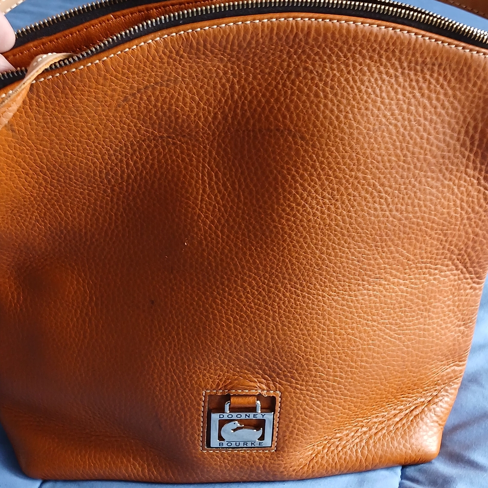 Dooney & Bourke Tan Leather Zip-Top Bag